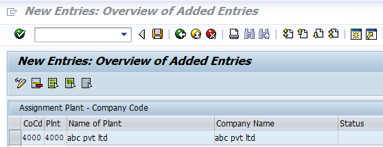 company code to plant assignment