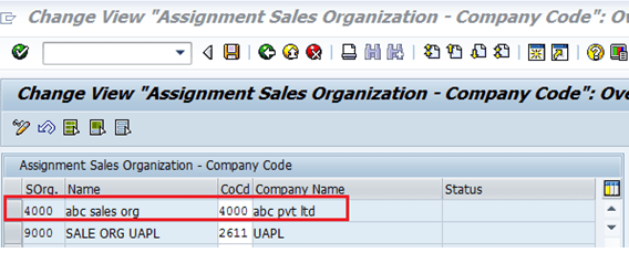 sales org company code assignment table