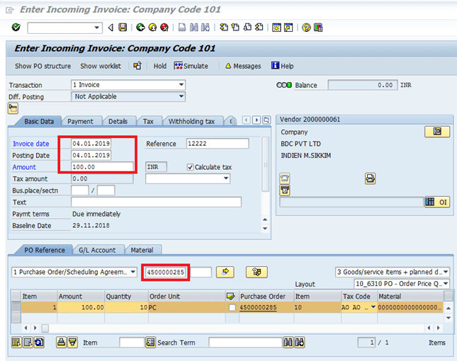 account assignment tab in purchase order sap